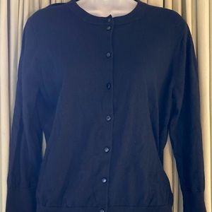 NWT WOMEN’S J. CREW THE CLARE CARDIGAN BUTTON-DOWN SWEATER SIZE XL NAVY BLUE